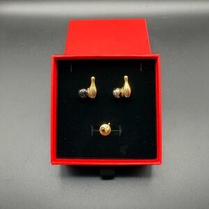 Vintage Anson Bowling Pin Ball Cufflinks Tie Tack Set Gold Tone Novelty Gift